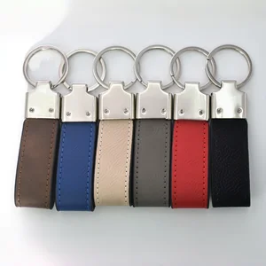 Custom LOGO Laser Carving Metal Leather Keychain Handcrafted Blank Keychain Elegant Car Pendant Business Gifts