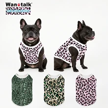 Wholesale pink Leopard Print Dog T-Shirt Classic Casual Polyester XS Size for Summer Pet Shirt
