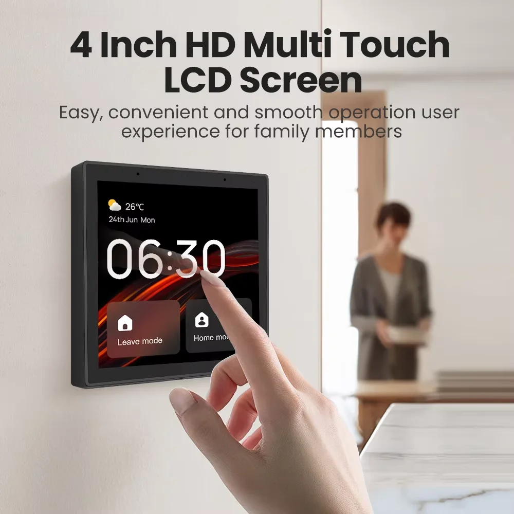 4INCH Smart Wifi Zigbee Touch Screen 2 Gang Switch Android Scene Control Panel for Tuya Smart 220V 10A Glass Plastic Battery