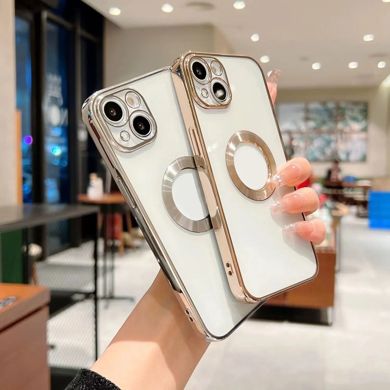 Laudtec Luxury With Camera Protector Logo Hole Case for iPhone 15 14 Plus Pro Max Transparent Slim Silicone Shockproof Cover supplier