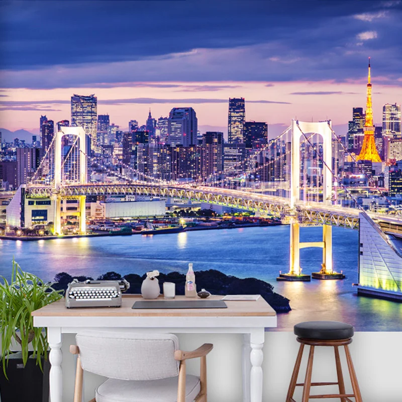 Custom 3d Mural Wallpaper Modern City Night View Bedroom Living Room Sofa Tv Background Wall Home Decor Designs Photo Wall Paper Buy Blue Wall Paper Door Mural Sticker Acoustic Wallpaper Product On Alibaba Com