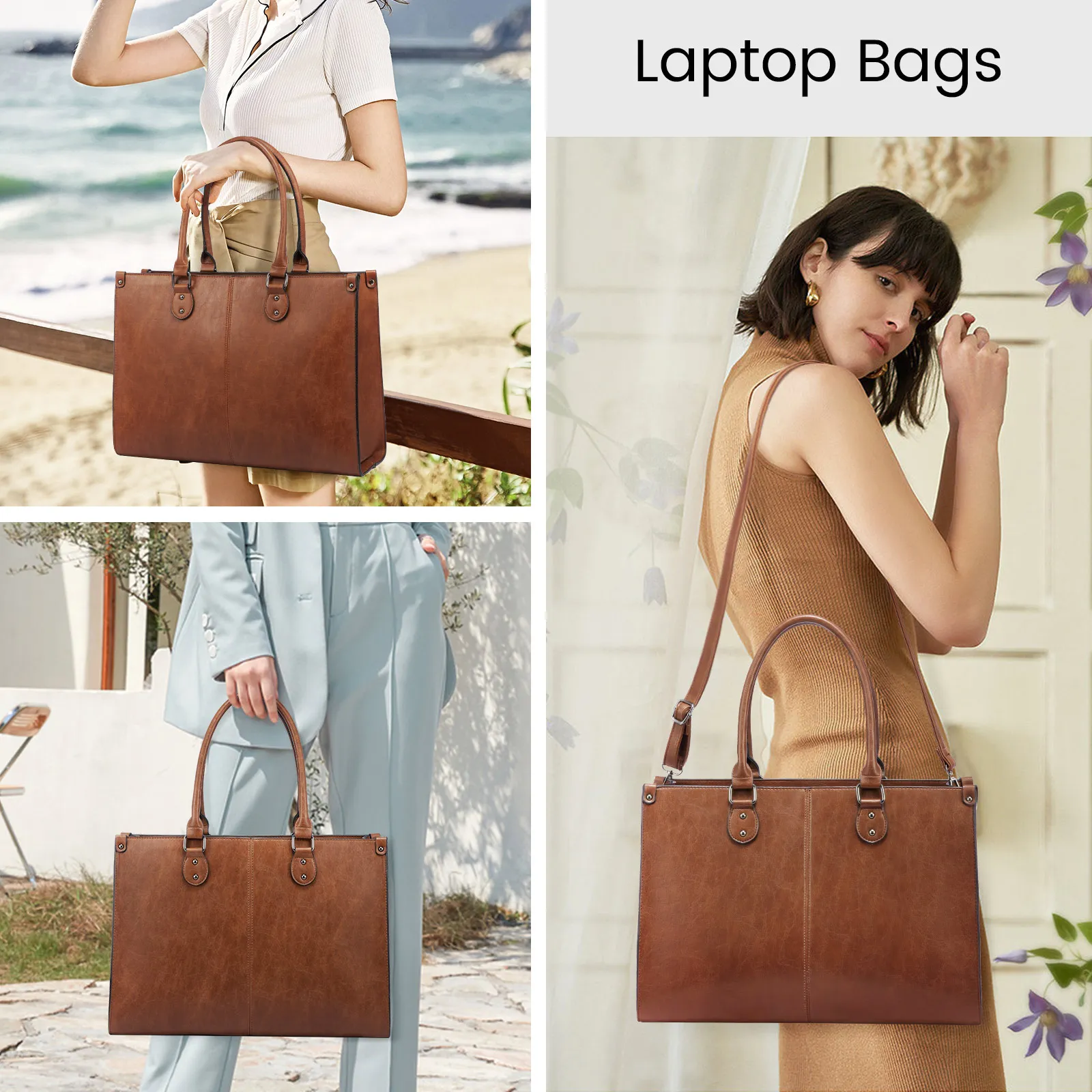 LOVEVOOK Laptoptas 15,6 inch zwarte handtas dames grote shopper tas lederen tote bag werktas schoudertas aktetas uni tas lerarentas schoudertas schoudertas voor business school, 15.6inch