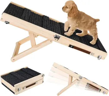 dog ramp with wooden foldable  adjustable