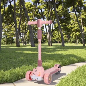 Orbic Toys BTM919 Pink Mini Foldable Skateboard Scooter for Kids with Light & Music Height Adjustable PU Wheels Over 3.6km/h