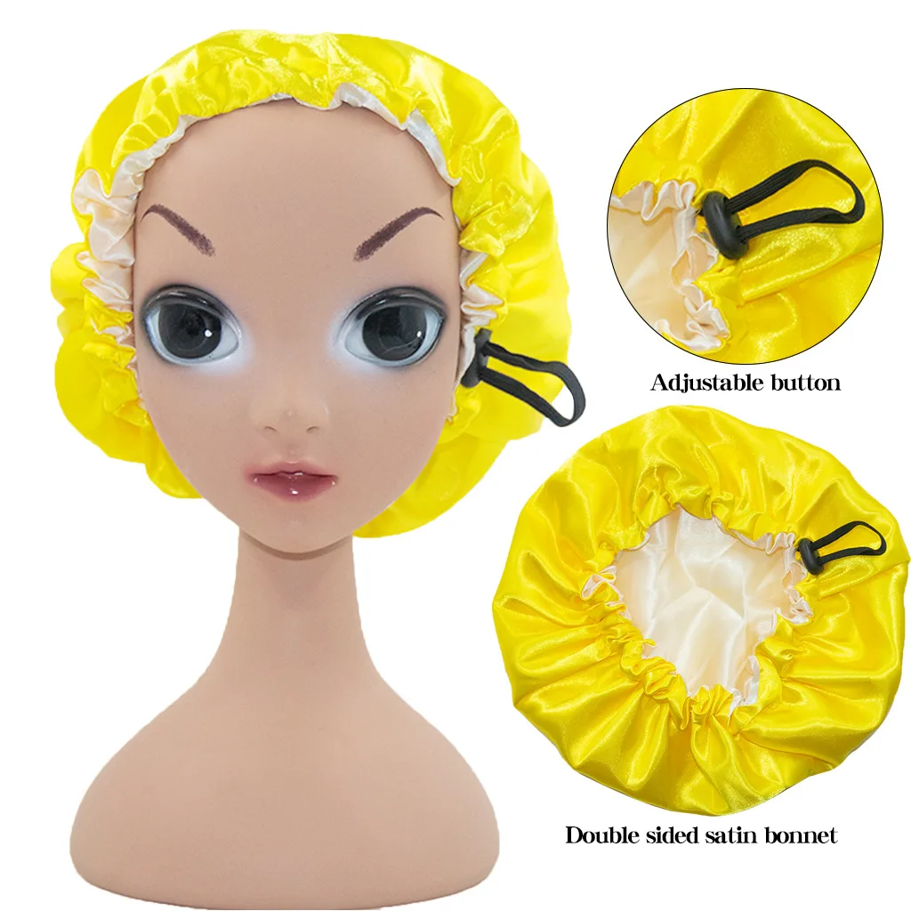 2024 новая детская цветная шапочка для сна модная эластичная волос регулируемая шапка на пуговицах