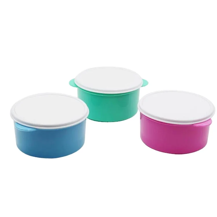 Оптовая продажа, высокое качество, сублимационные заготовки, пластиковый круглый Ланч-бокс/изготовленный на заказ пластиковый Ланч-бокс с металлической вставкой