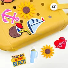 Vacation Flower Sun Tote Bag Beach Bag Large Big Charms Accessory Promotion Gift Cartoon Beach Crocs Shoe Charm Bogg Bags Charms