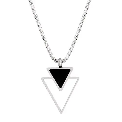 Inverted Triangle Pendant Snake Bone Chain Wholesale Custom Logo Lettering Stainless Steel Double Necklace