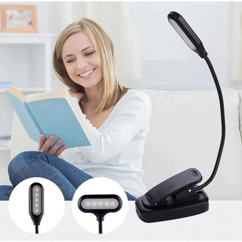 New Model Eye Protection 5 LEDs Book Light Flexible Mini Clip-On Reading Study Desk Lamp AAA Battery Powered for Travel Bedroom