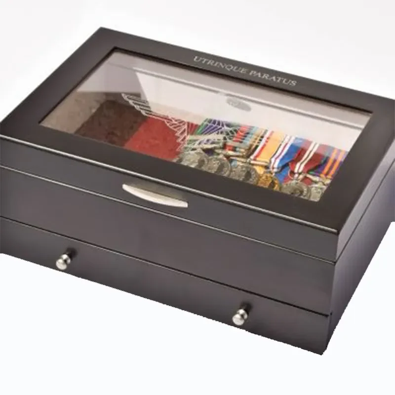 Luxury Watch Display Case With Large Glass Window Wood Leather Box