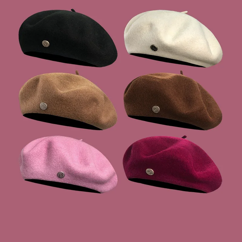 Silk Lining Pumpkin Beret - French Style Solid Color Hat display picture 1