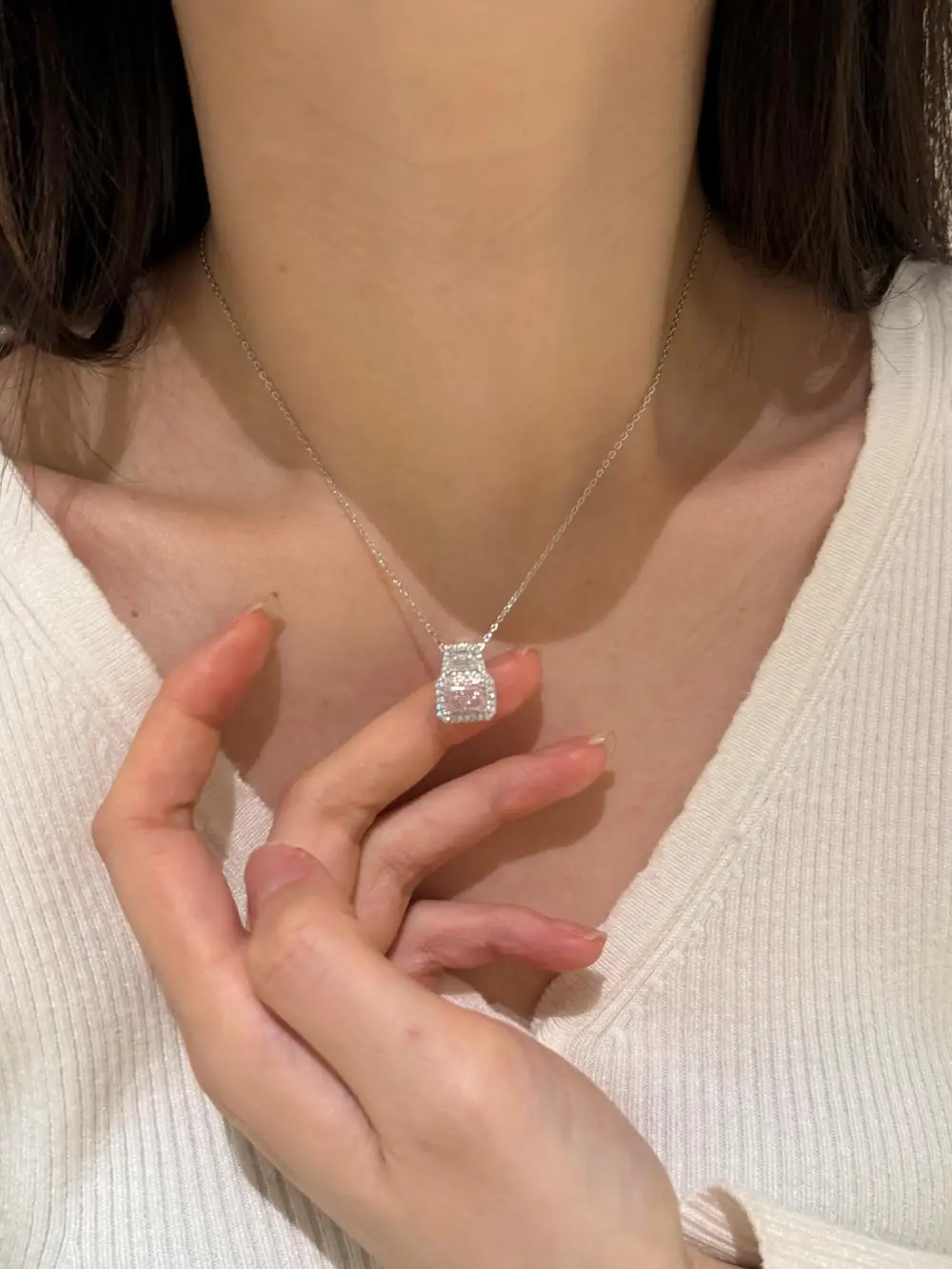 KAKODIY Eternal Fine Necklace Jewelry 925 Sterling Silver Pink 8A Zircon Pendant Necklace detail 4