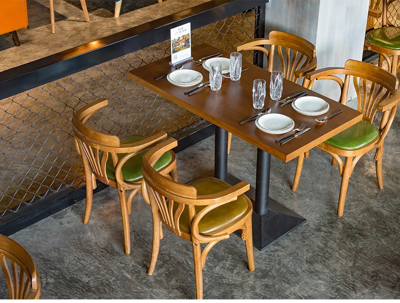 Retro American Restaurant Furniture Sets Vintage Style Wooden Dining
