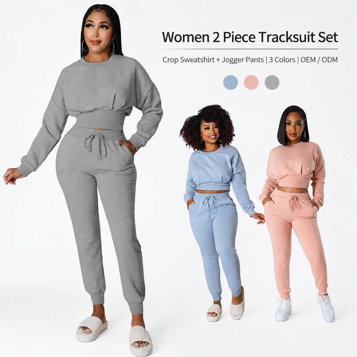 Wholesale Tracksuits for Women 2024 Autumn and Winter Women's Threaded Sports Hoodie Two Sets