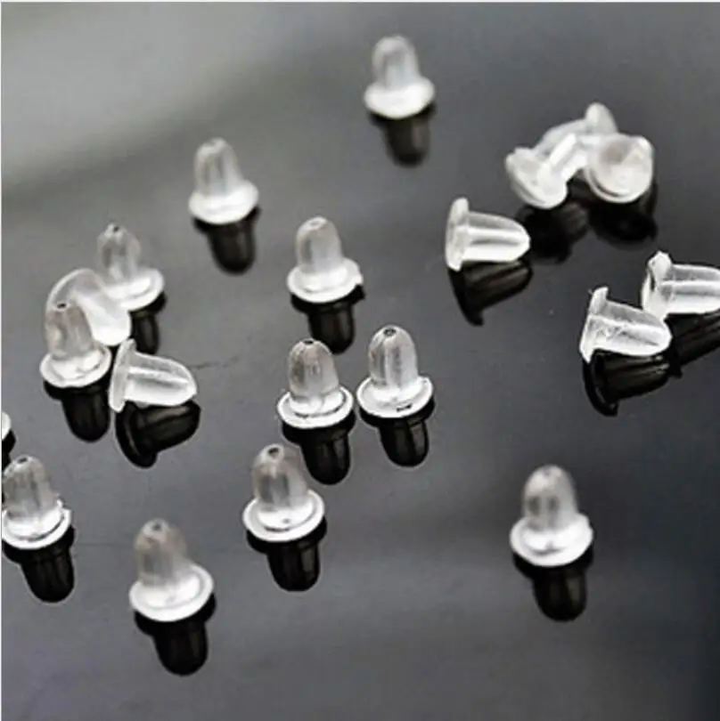 500pcs Medium-Sized 500 Pieces Medium-Sized Silicone Soft Clear Earring Backs Bulk Rubber Earring Clutch Bullet Earring Pads for Studs DIY 