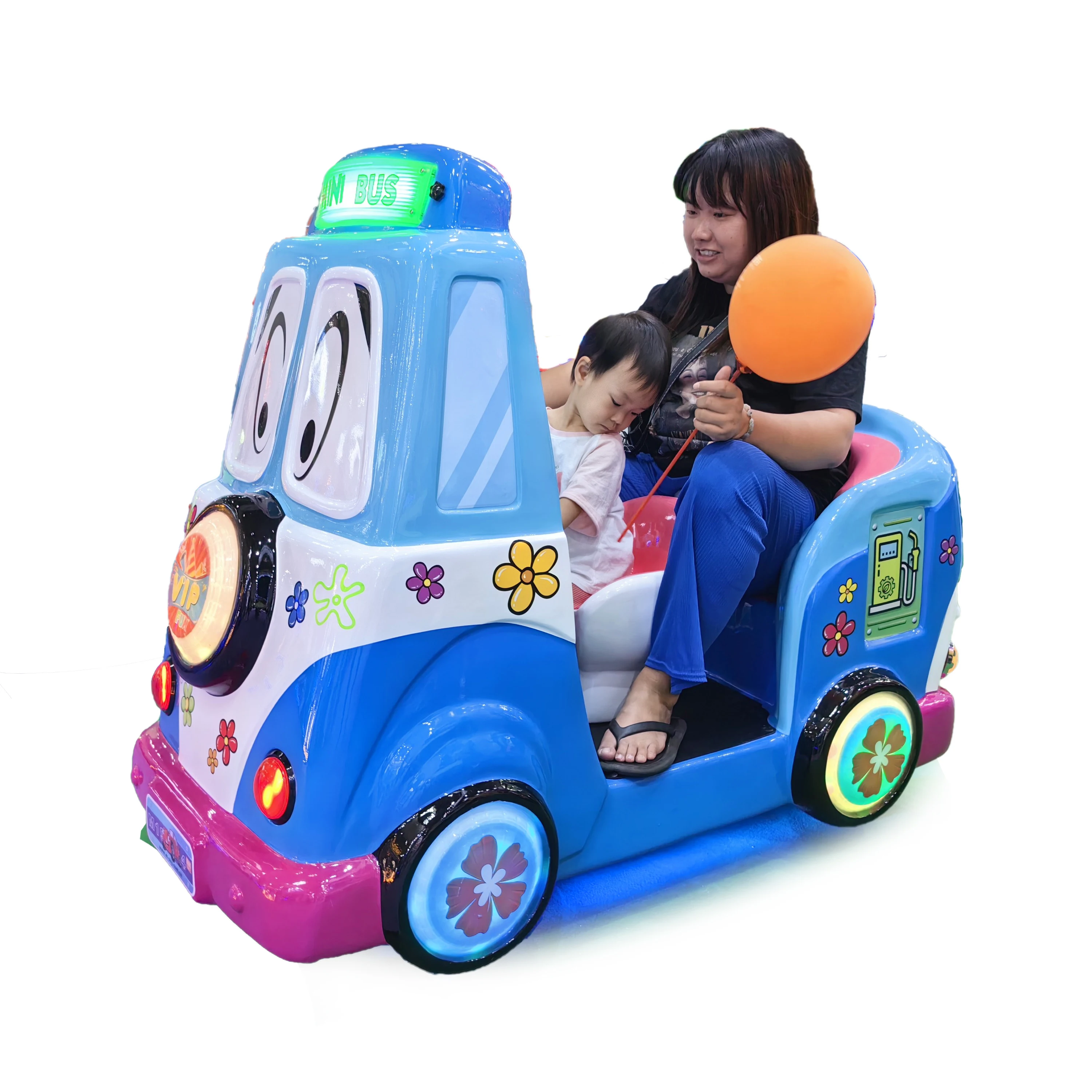 family 2 seats parent-child Fiberglass video game swing Car