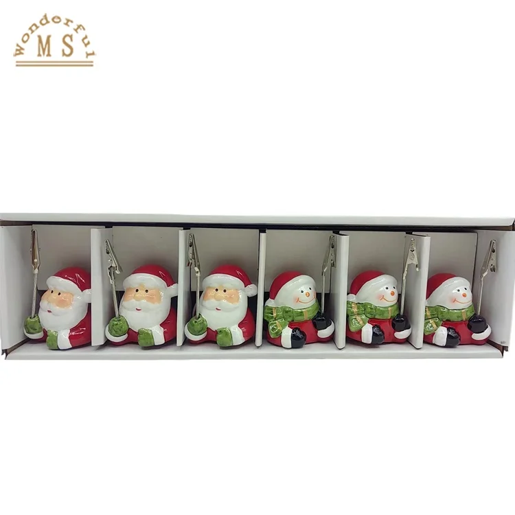 2 Pieces Christmas Place Card Holders Table Number Stand Table Name Cardholder Photo Holder Ceramic Memo Menu Clips Stand