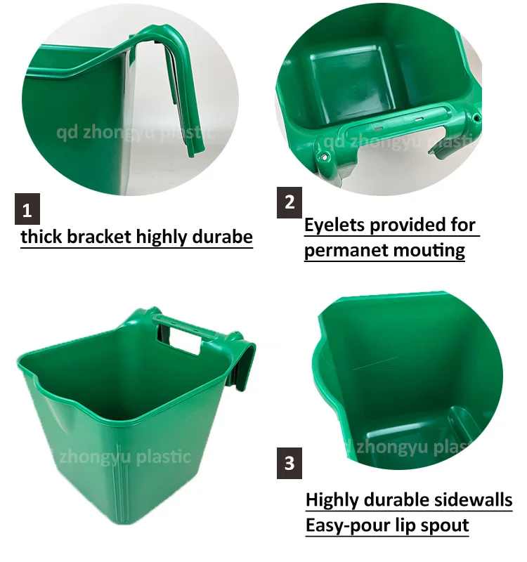 Cattle Cow Equestrian Feed Buckets Hook Over Horse Plastic Stable Horse