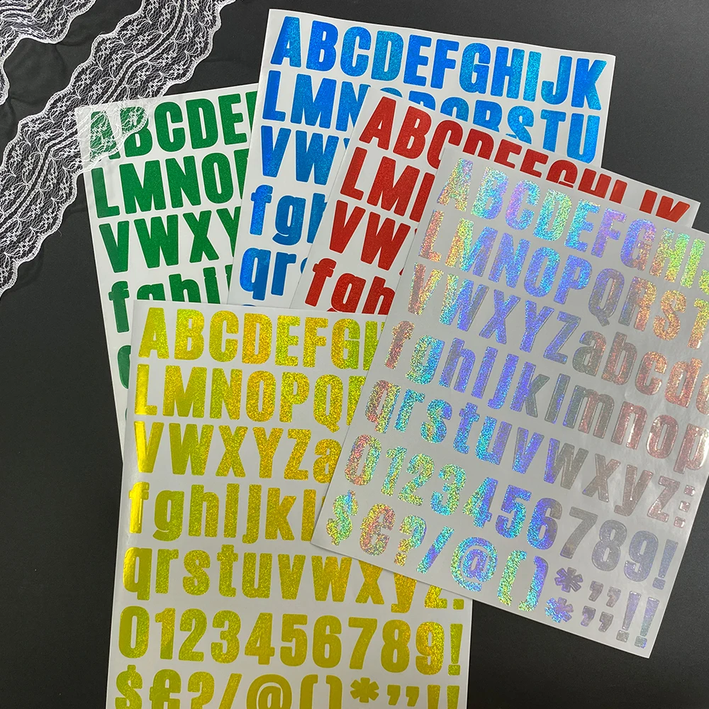 holographic laser letter stickers decals for