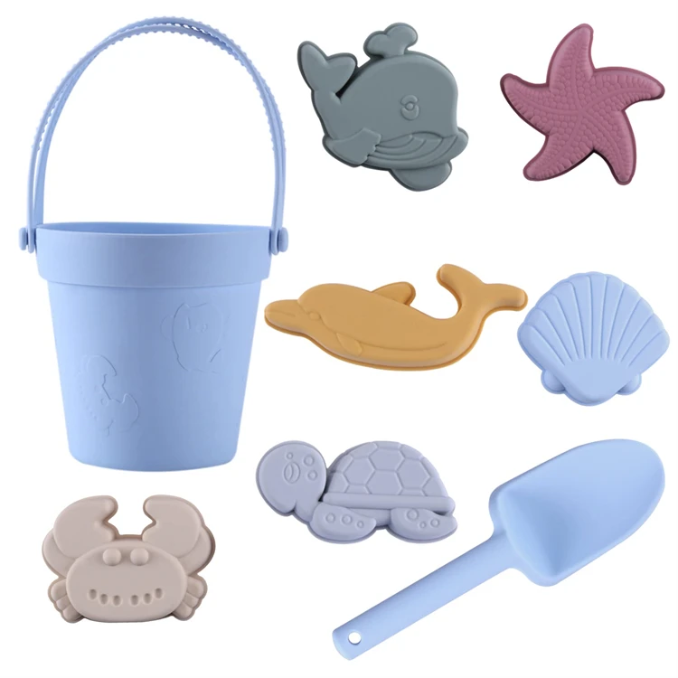 Custom Eco Friendly Beach Toys Set Baby Silicone Sand Bucket Toys Kids