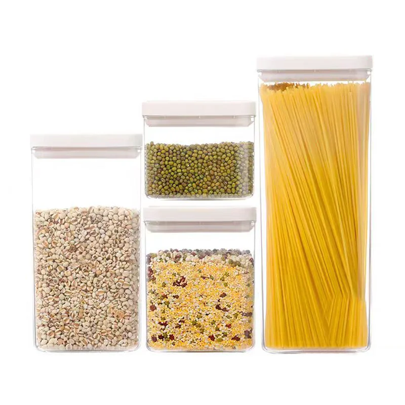 Recipiente de Armazenamento de Comida Transparente com Tampa em Plástico e Silicone com Fecho para Caixa de Armazenamento de Alimentos