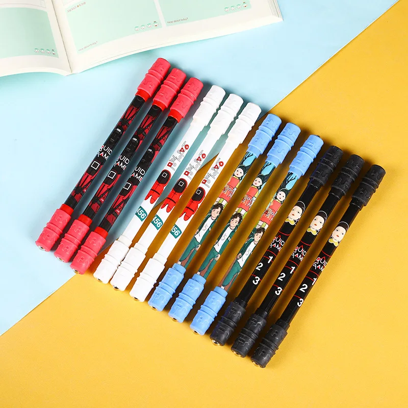 Creative Simple Spinning Pen with 0.5mm Black Gel Pen Stress Relief for Student Gift Led Light Fidget Spinner Pen Toy