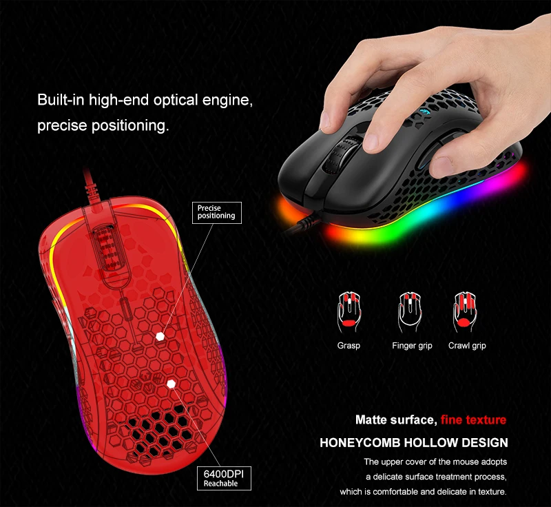 Aula Honeycomb Wired Gaming Mice F810 6 Programmable Buttons ...