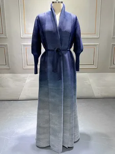 Women's Traditional Muslim Plus Size Robe Windbreaker Pleated Design Ethnic Cardigan Factory Miyake Abaya Designs