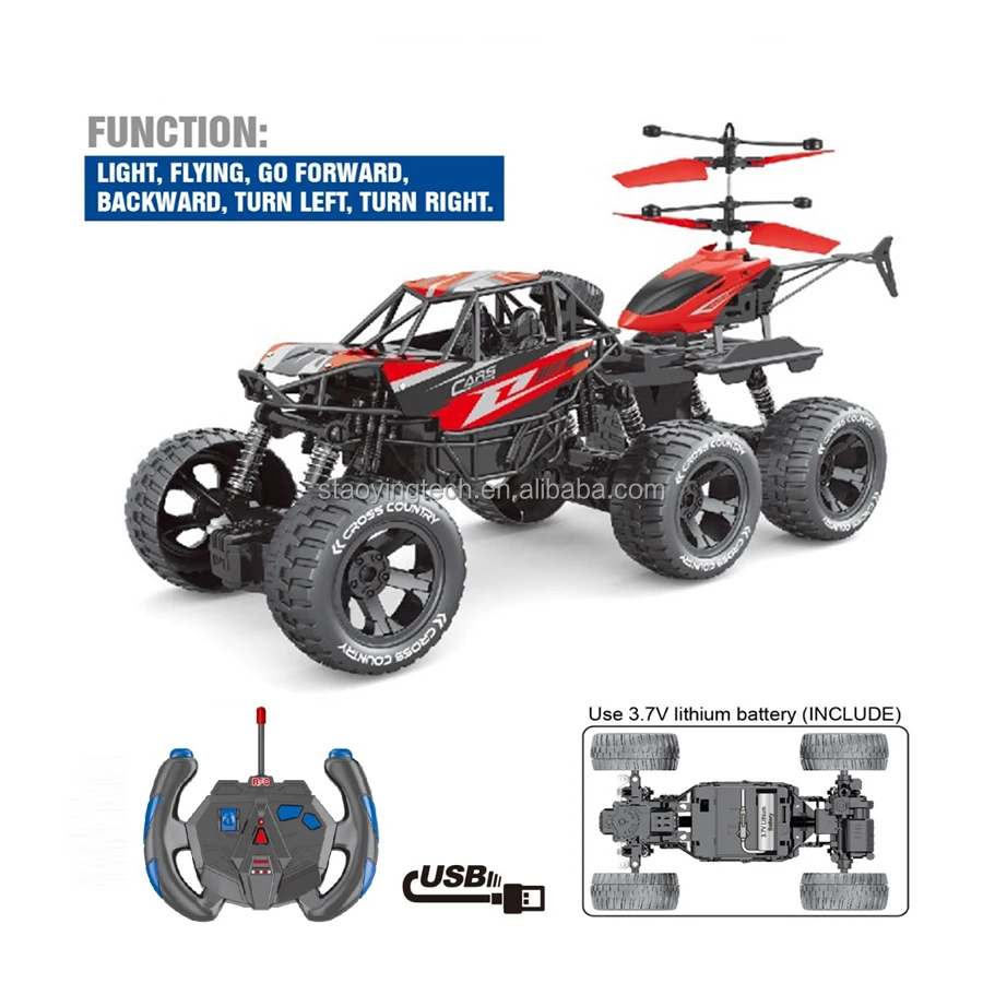 2in1 4-Channel RC Truck 6-Wheel Drift Car Indoor-Outdoor Ready-to-Go 15m Remote Control Off-Road Climbing Sensing Control