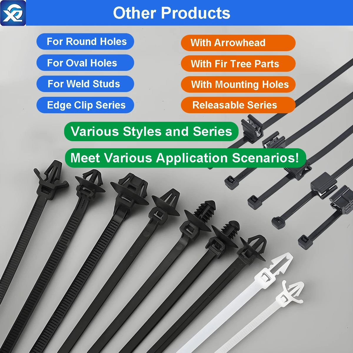Arrow Head Push Mount Cable Ties Nylon Self-locking Zip Ties for