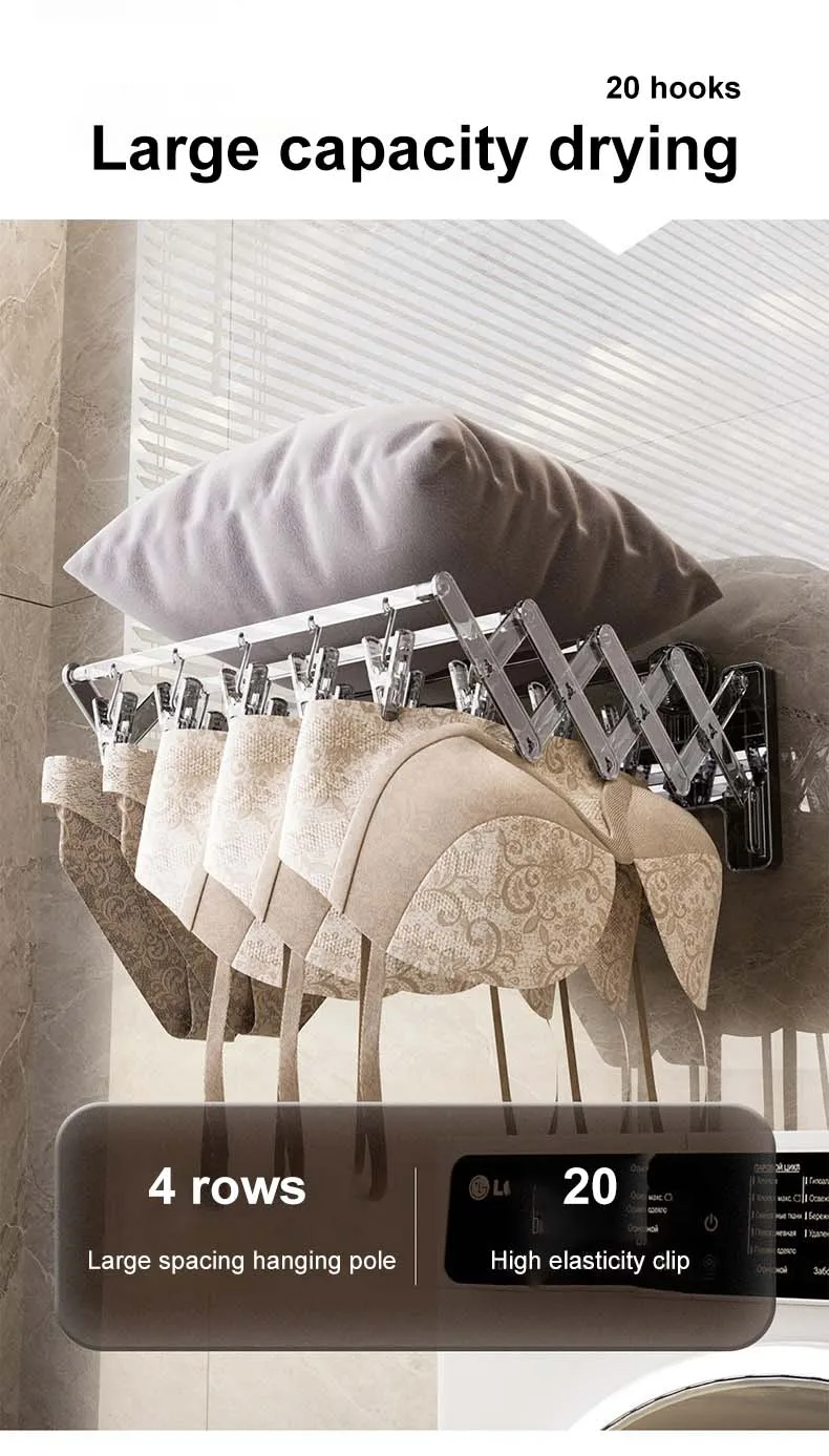 Household Drying Rack with Suction Cup Non-Punch Balcony Folding Hanger Storage Rack for Clothes & Socks Wall Use