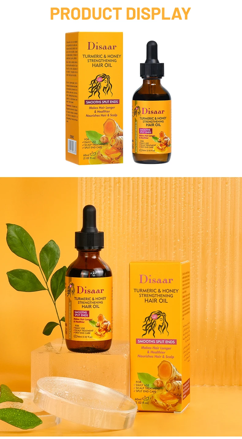Turmeric & Honey Hair Strengthening Oil Tea Tree Oil Nourish Scalp Long Lasting Hair Smoothing Split End Remover Hair Care Oil