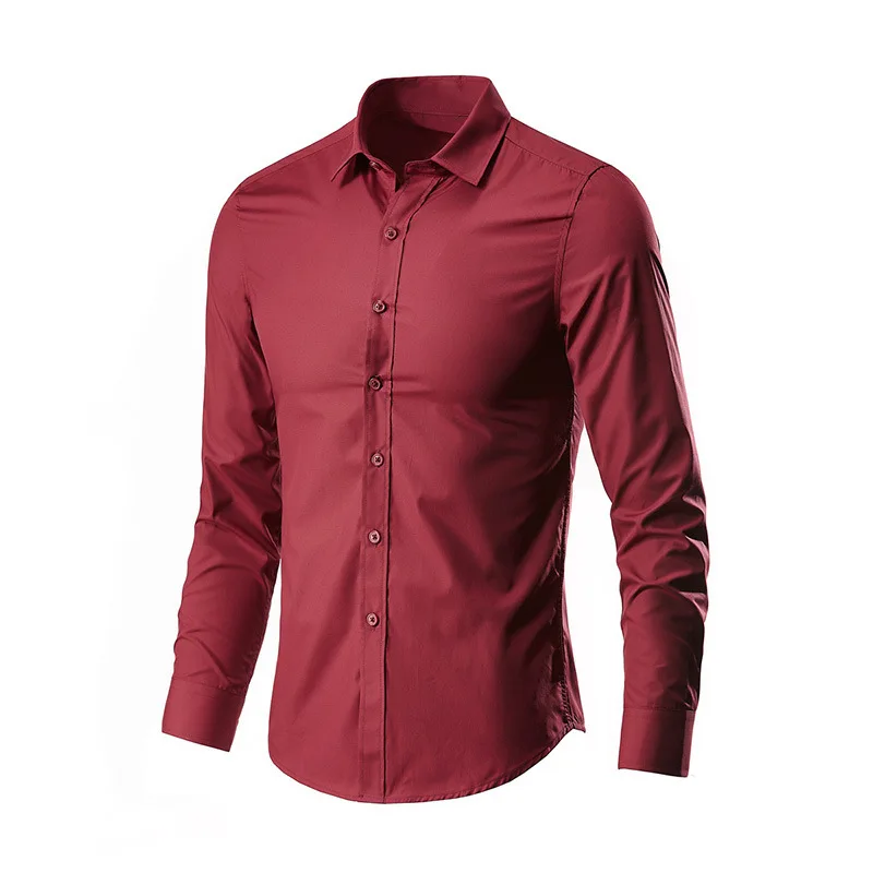 Men Office Formal Shirts Cheap Clothes Solid Color New Fashion Button ...