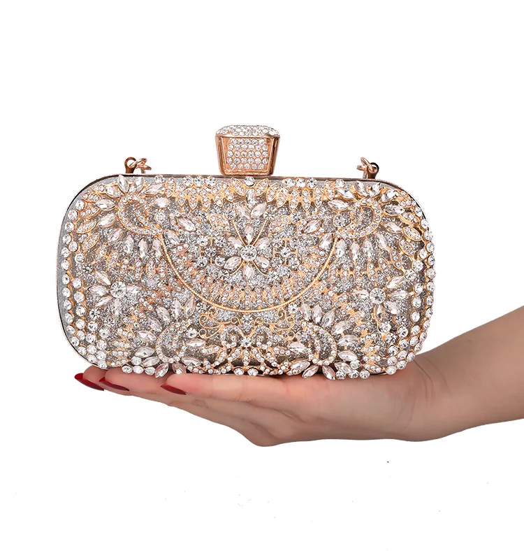 Clutch Tasche Damen Handtasche Rosegold Luxury Diamond