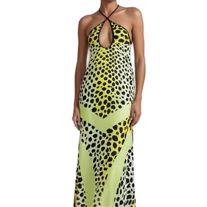 New Fashion Halter Neck V Neck Open Back Spandex Plain Dyed Casual Summer Maxi Sleeveless Sexy Dresses for Women