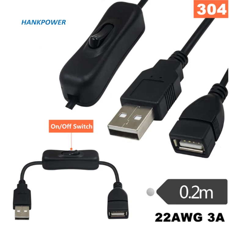 Usb A Male To Female Charging Usb Cable With Power Switch 303 304 On