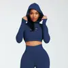 Blue Bra+Leggings+Hoodie3piece