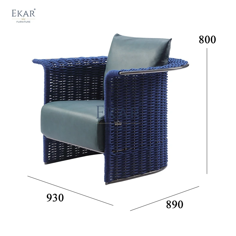 product new design modern living room handmade leather woven lounge chair-64