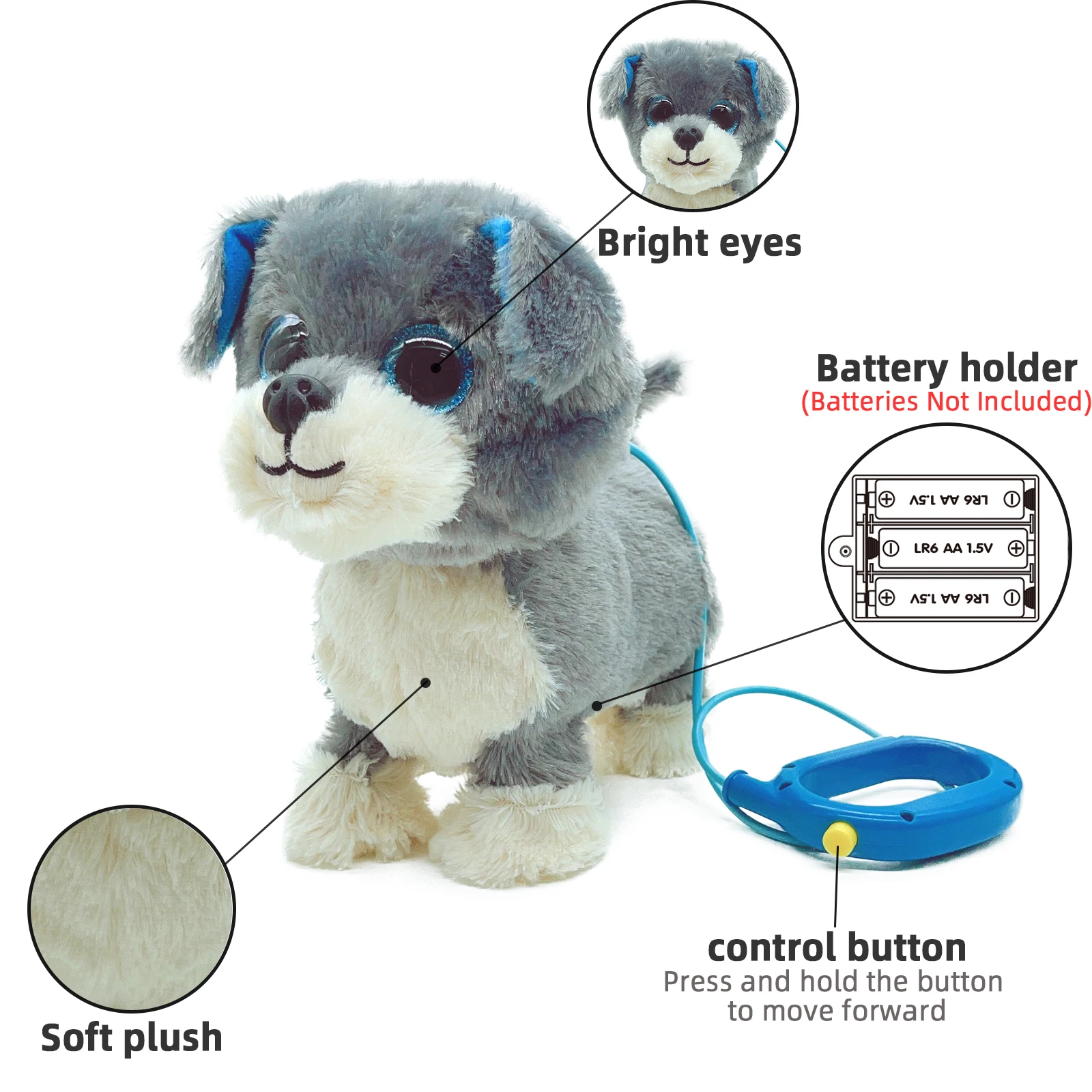 Remote Control Electronic Plush Dog Toy Leash Walking and Barking