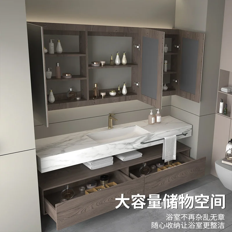 Wall Mounted Modern Luxury Hotel Bathroom Vanity Set With Sink And