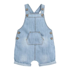 Best Selling Kids Daily Wear Suspender Pants & Shorts Light Blue Denim Toddler Baby Overalls with Pocket Girls Shorts