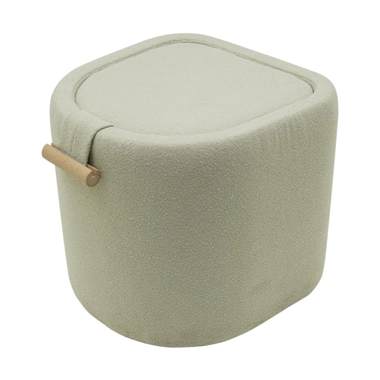 Nordic Style Grey Velvet Color Ottoman Pouf Stool Fabric Pouf Modern Footstool