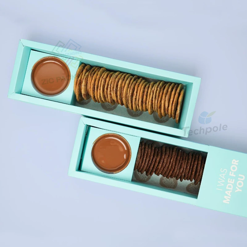 Fast Food Cookies Slide Box Crepe Cake Bakery Chocolate Truffles Catering Paper Box Packaging with Insert Sauce Dip