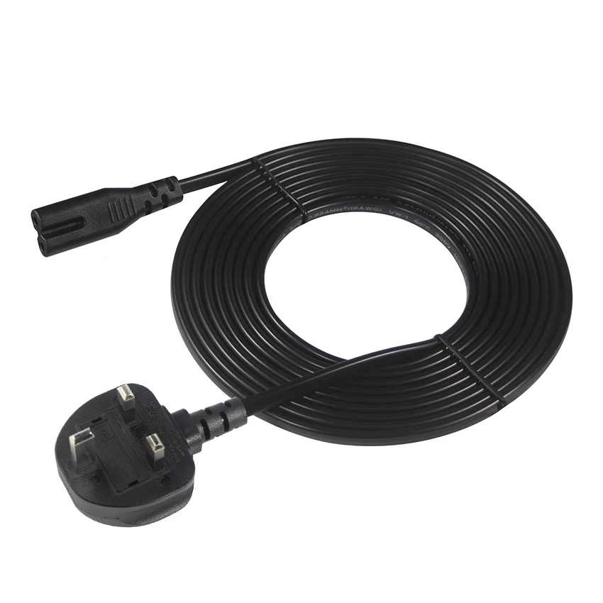 Factory Direct 3 Pin British Type 250V 5A 13A 15A Electric BS1363 AC Cable Fused UK Plug IEC C7 Power Cord