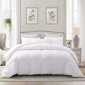 Luxurious Cotton White Goose Down Fiber Comforter Fluffy&Lightweight Down Duvet Insert Soft Bed Comforter