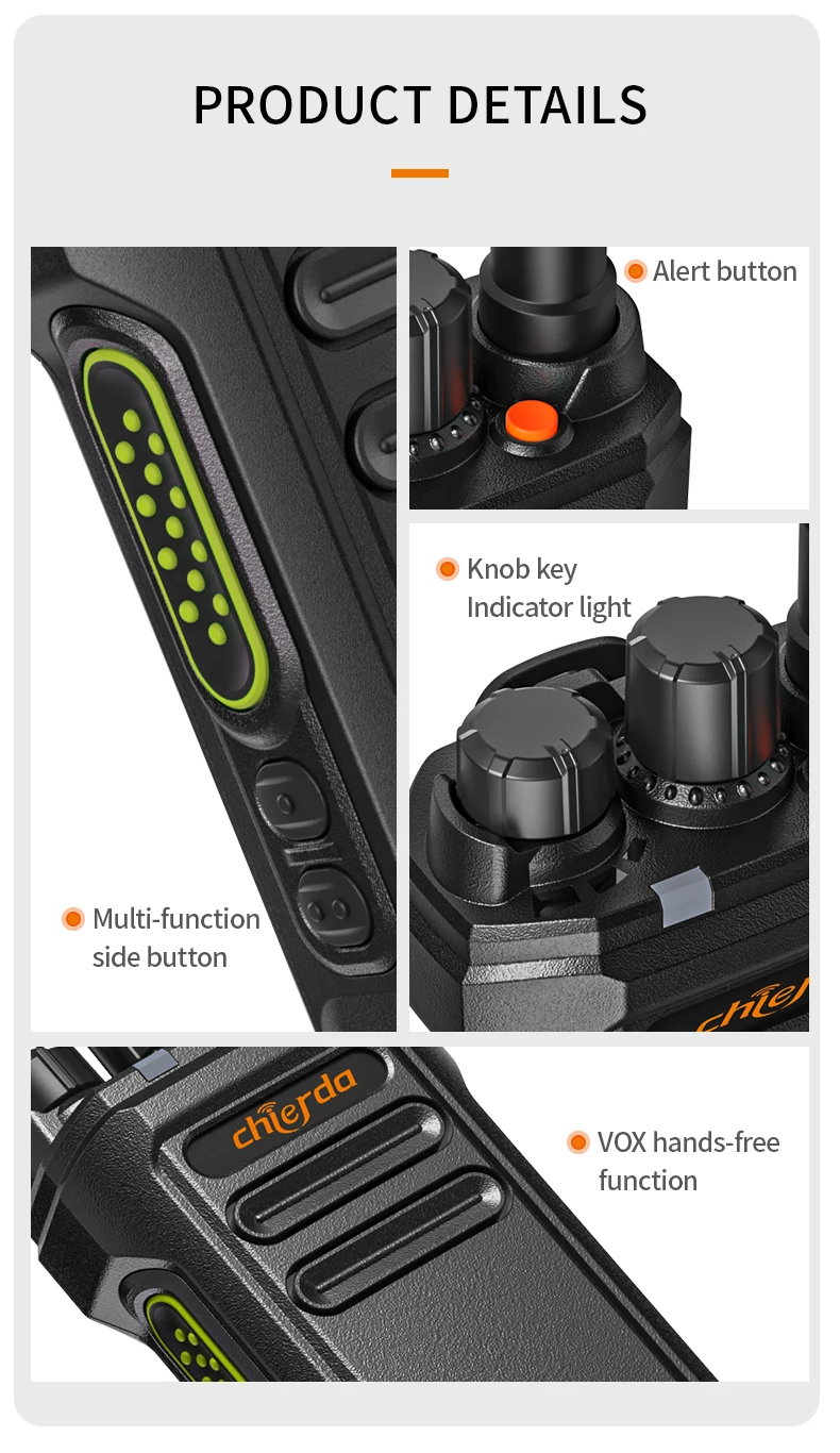 Chierda TC368 Long Range 10w Two Way Walkie Talkie Reduce Noise Handheld Radios for Security bar Outdoors