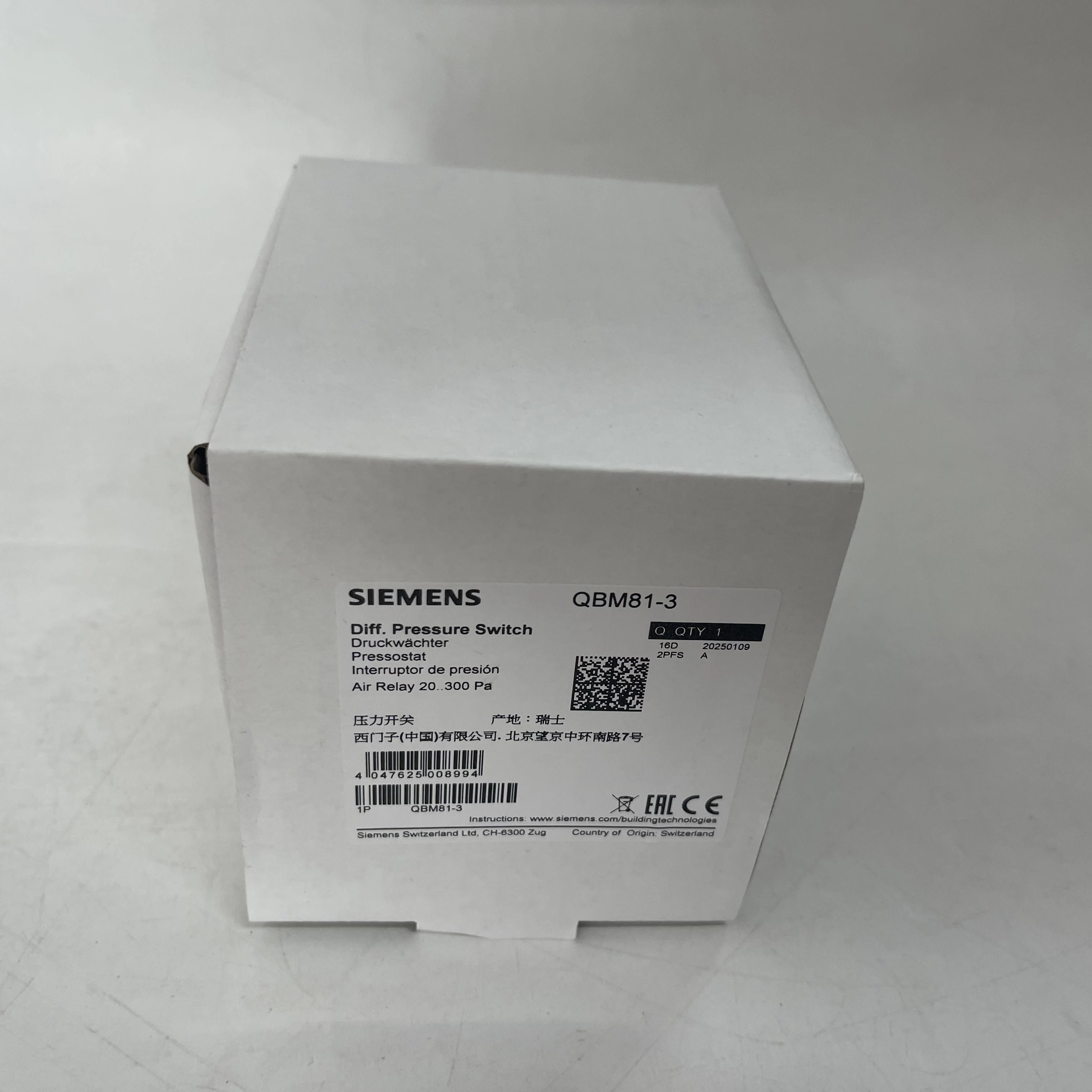 SIEMENS Diff. Pressure Switch QBM81-3