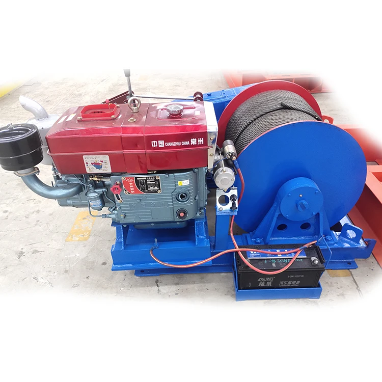 High Speed Diesel Engine Powered Winch 1ton to 20ton with Wire Rope