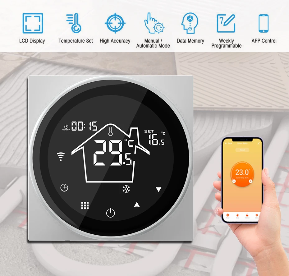Hone Products Smart Home WiFi Thermostat Heating Control System for Gas Boiler and Water Floor Heating with Tuya Technology
