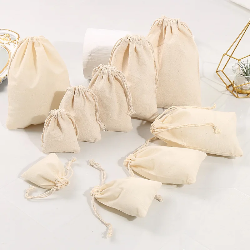 Drawstring Gift Bag, Canvas Drawstring Pocket, Jewelry Packaging